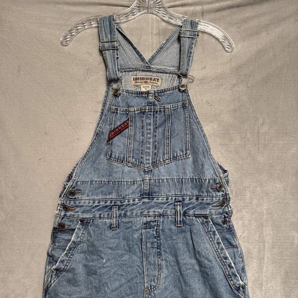 Unionbay Jeans Mens 32x28 Blue Light Wash Relaxed Straight Denim Bib Overalls